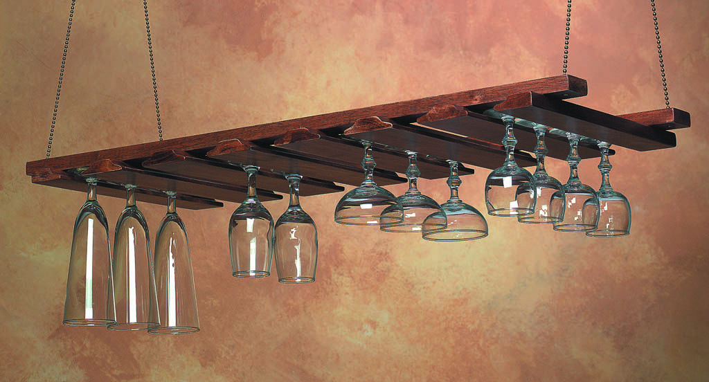 Under-cabinet wine and glass racking system: